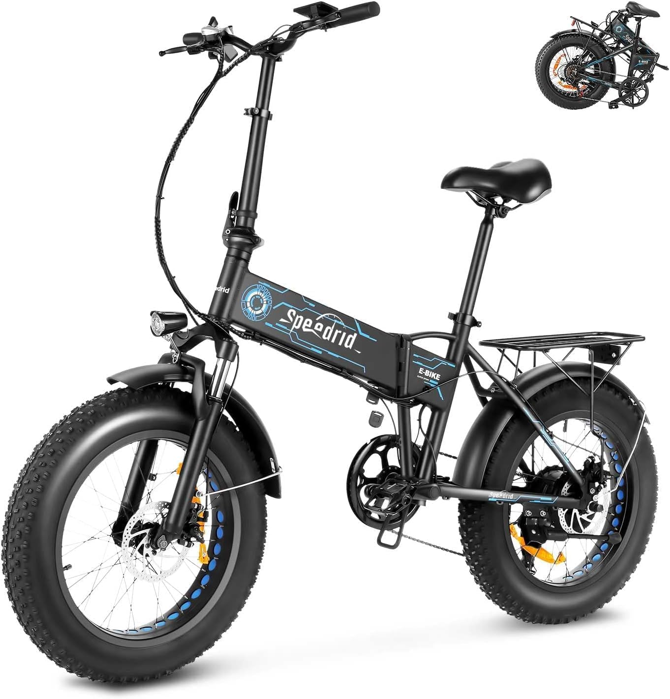 Photo 1 of ANCHEER Folding Electric Bike for Adults, Electric Bicycle with 500W Brushless Motor(Peak 800W), 48V/499Wh Hidden Battery, Up to 55 Miles, 20"*4.0 Fat Tire Ebike, 7 Speed Gear