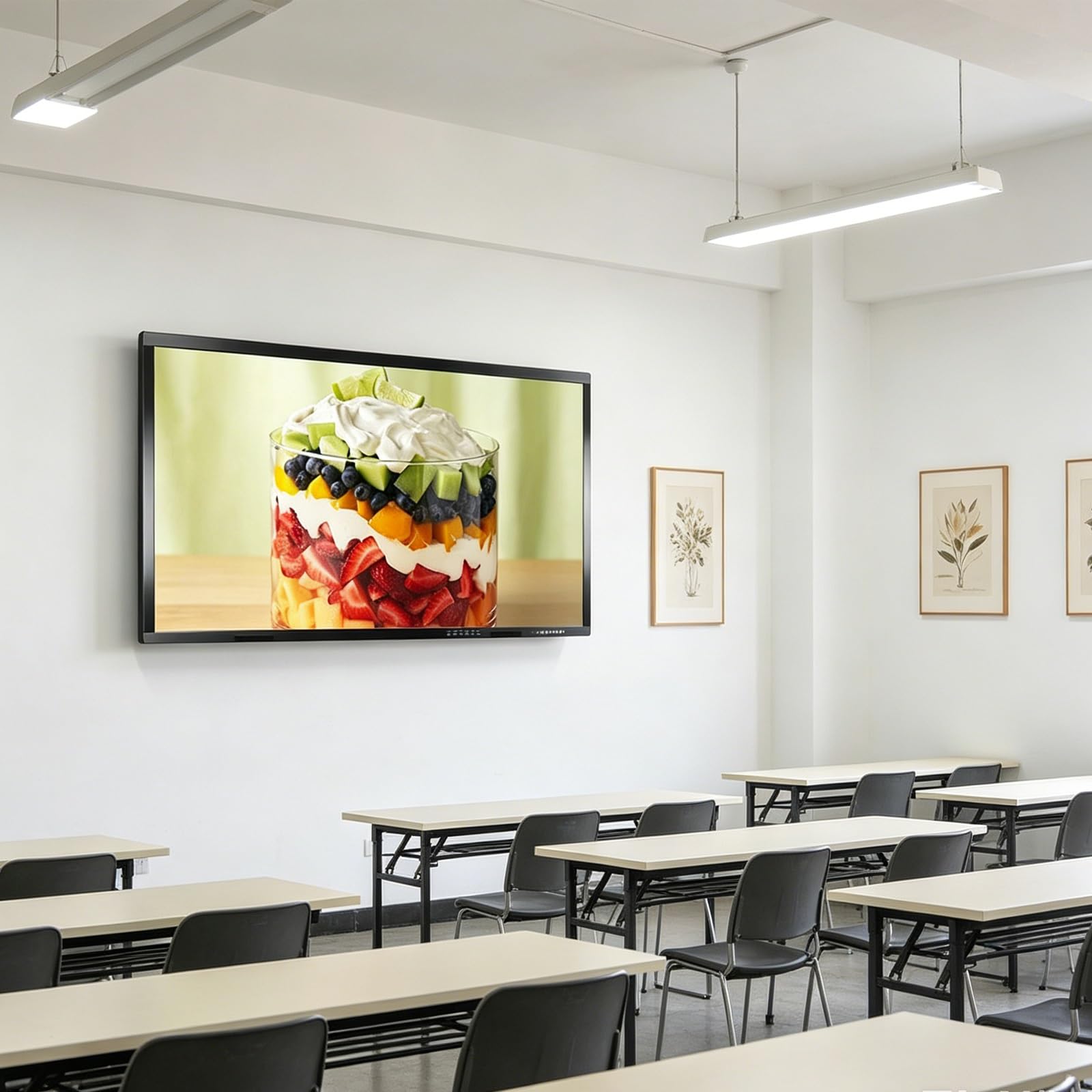 Pantalla táctil inteligente para reuniones empresariales Modo de doble sistemas Panel IPS 4K recubierto con capa superficial mate antirreflejo para Aulas Oficina(1260 * 770mm/49.6 * 30.31in)
