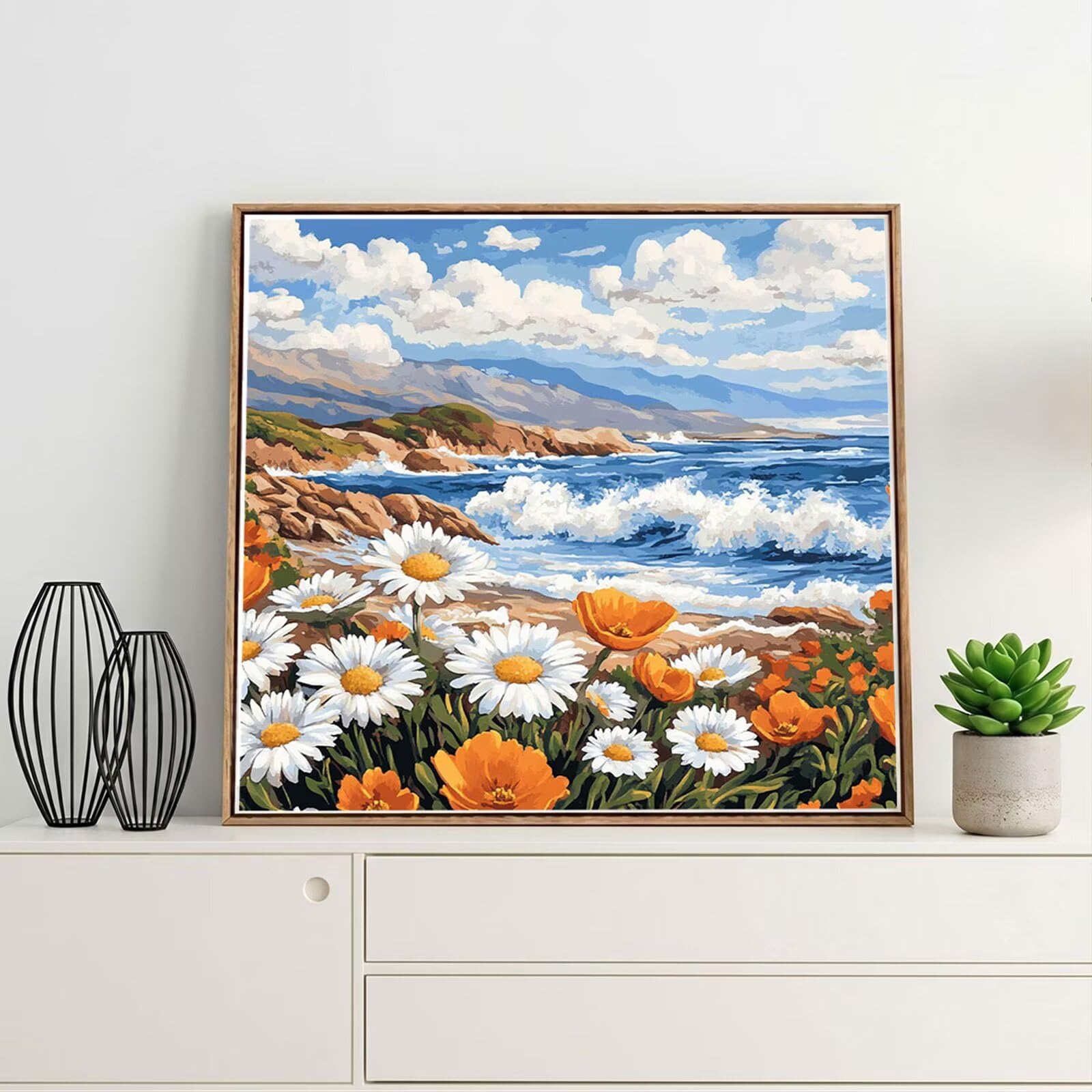 Diamond Painting Adulti, Fiore Diamond Painting Kit Completo, 5D Pittura Diamante Bambini Attività Manuale Creativa e Idea Regalo, Diamantini Crystal Art Tela Fai Da Te Kit 70x70cm Spiaggia FX#604
