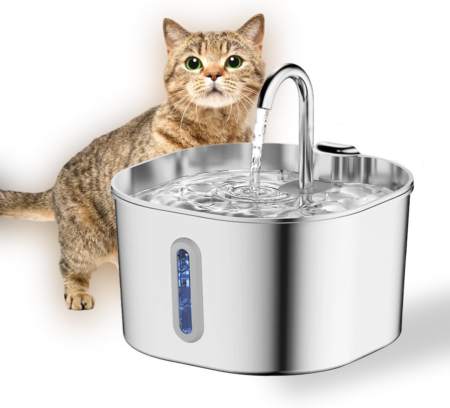Fuente de Agua para Gatos Acero Inoxidable 2.2L - Bebedero Automático