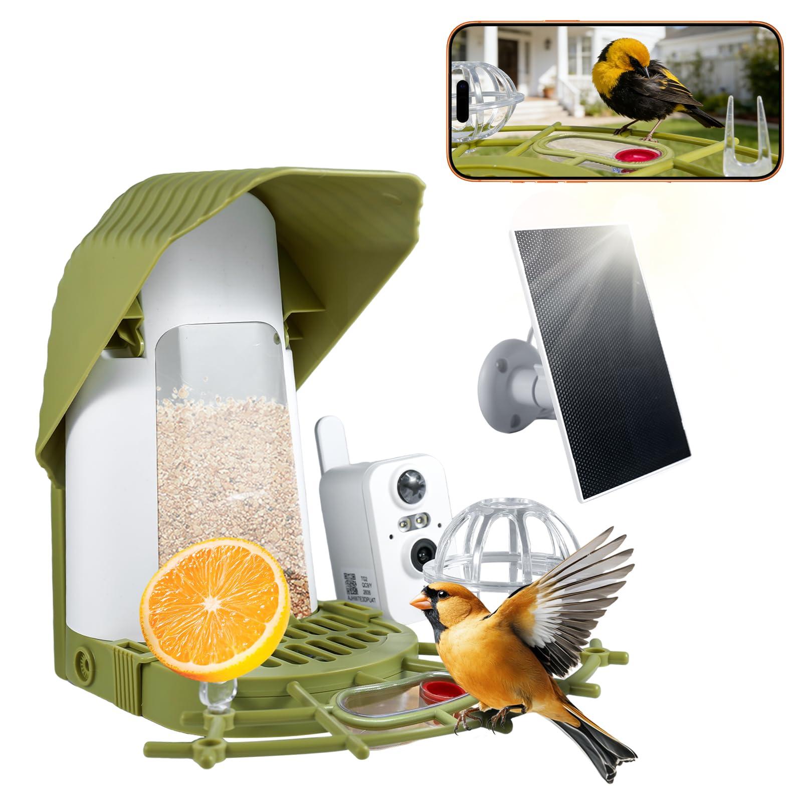Upgraded Smart Bird Feeder with Camera, AI Species Identify, Adjustable Exterior Camera, 2K HD Live View & Motion Alerts, Weatherproof Outdoor Bird Feeder for Bird Lovers-image-12