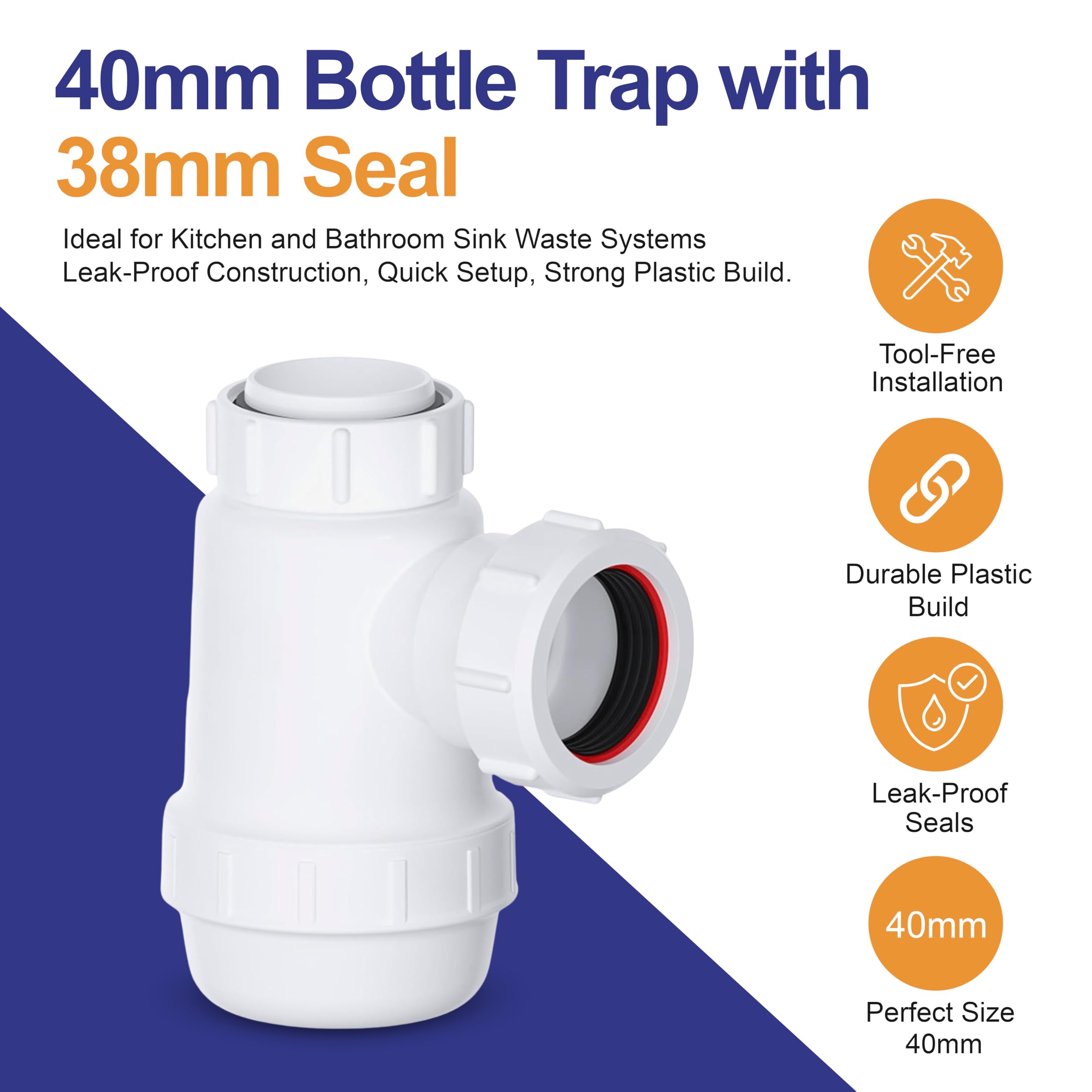 Siphon Flexible à Profil Bas De 1 1/2 P Pour Baignoire, Douche, Siphon Plat Sur Pied Pour Baignoire