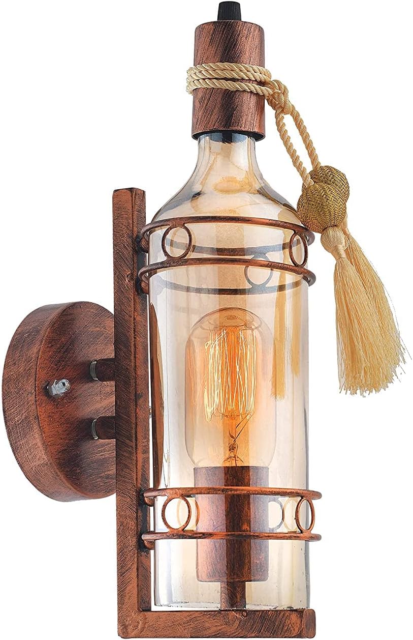 JACKAL Wall Sconce Antique Wine Bottle Lamp (Without Bulb)|Vintage Style Wall Mount Light Fixture|Wall Light for Home (Pack of 1),Metal