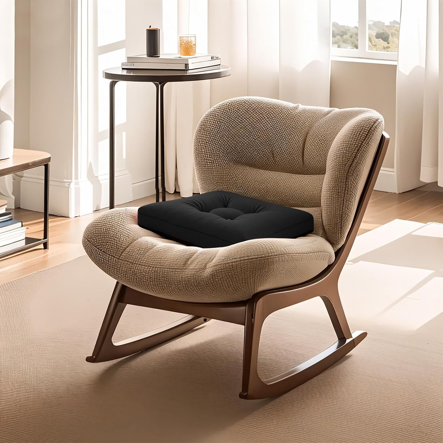 Recliner Cushions, 20x20x5 Inch Double Layer Design Chair Cushion, Soft Tufted Thickened Seat Cushions for Elderly, Black