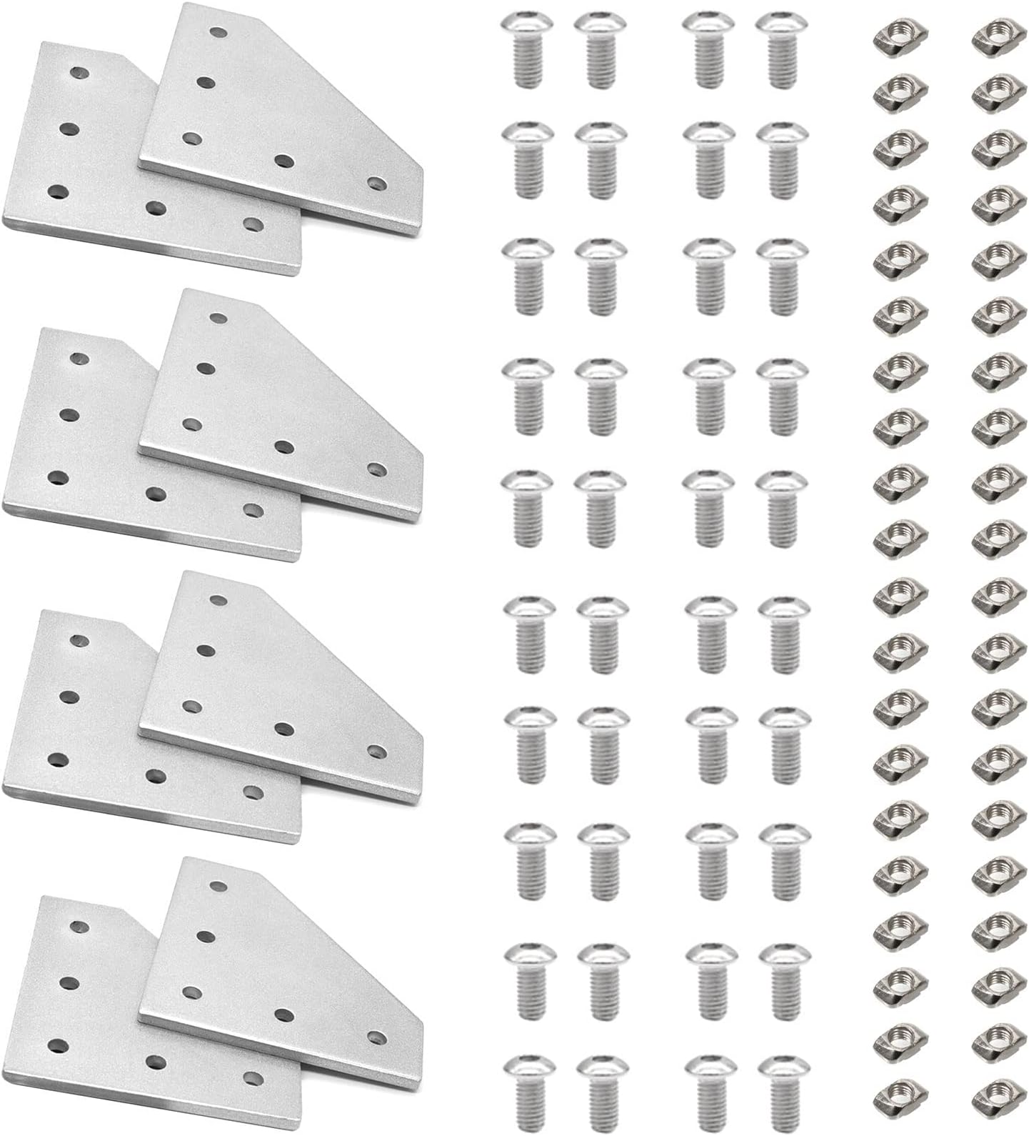 2020 Aluminum Extrusion Corner Bracket L-Shaped Connector Bracket 8PCS +40Pcs M5 Nuts+40Pcs M5x8mm Hex Socket Cap Screw for 2020 Aluminum Profile 3D Printer Connector