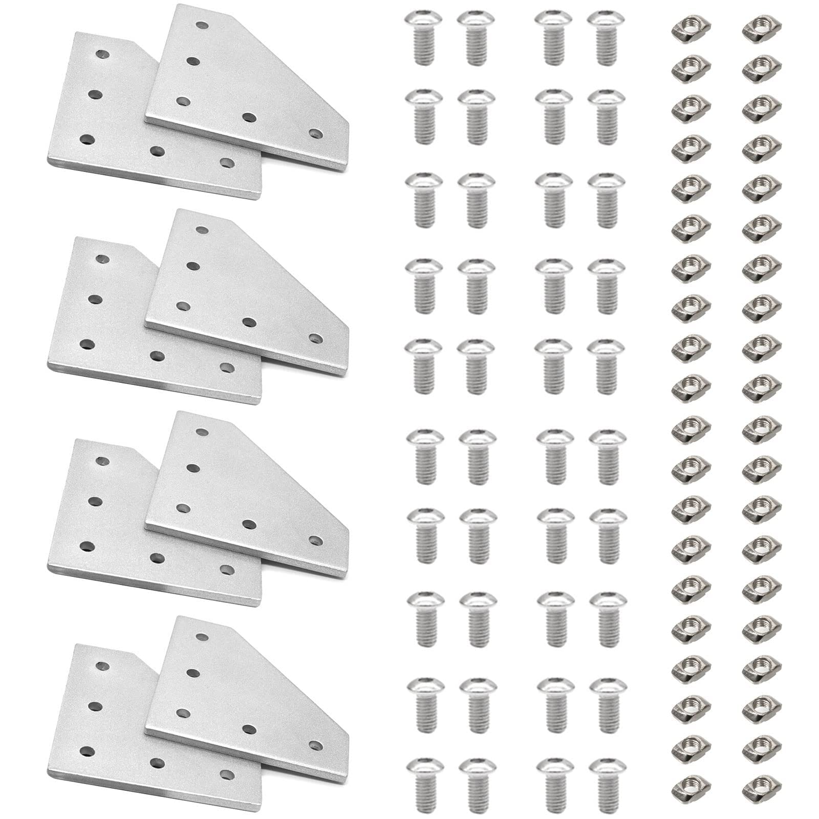2020 Aluminum Extrusion Corner Bracket L-Shaped Connector Bracket 8PCS +40Pcs M5 Nuts+40Pcs M5x8mm Hex Socket Cap Screw for 2020 Aluminum Profile 3D Printer Connector