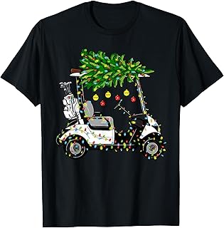 Golf Cart Christmas Tree Lights Xmas Sport Golfer Golfing T-Shirt