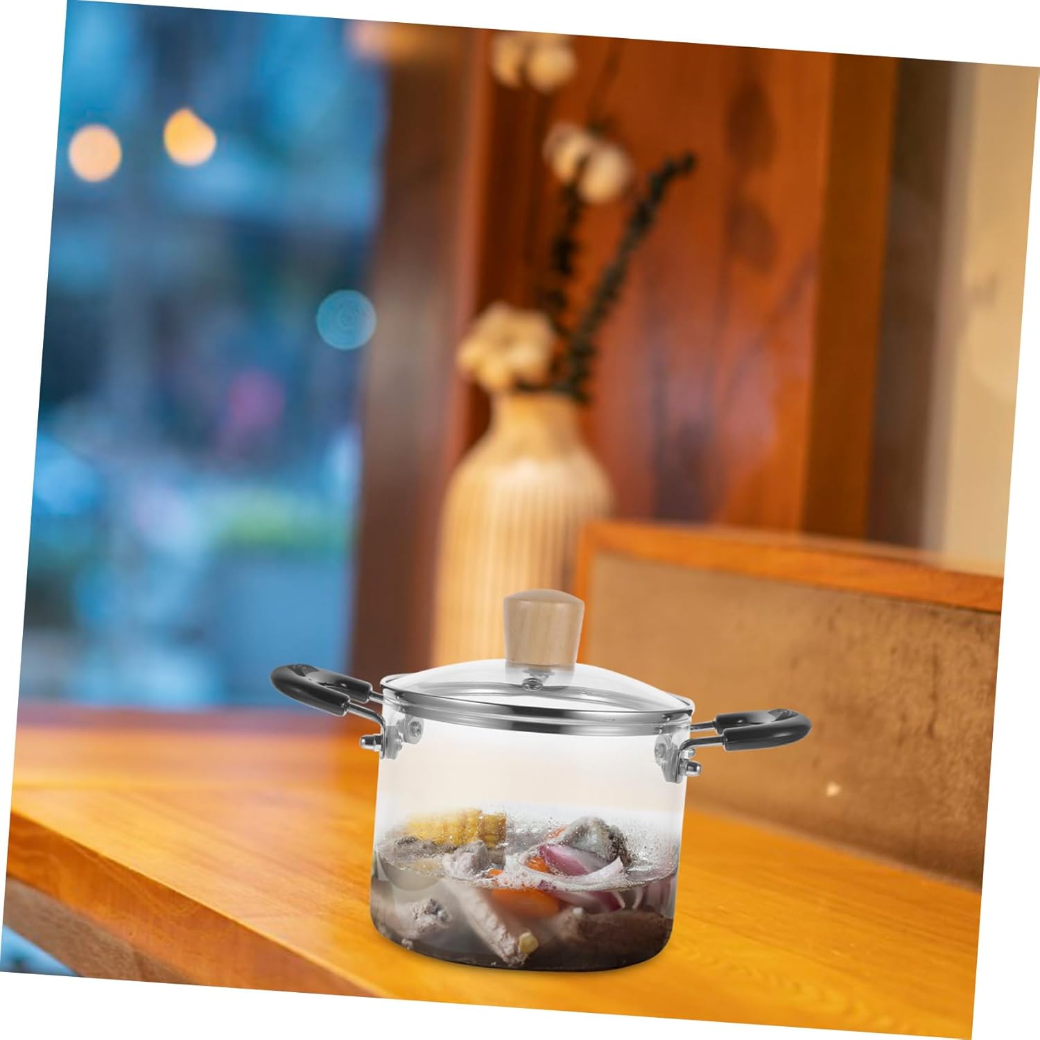 Glass Cooking Pot with Lid Heat-resistant Transparent Soup Pan for Home Kitchen Stew Cooker for Soups Milk and Versatile Cooking Methods