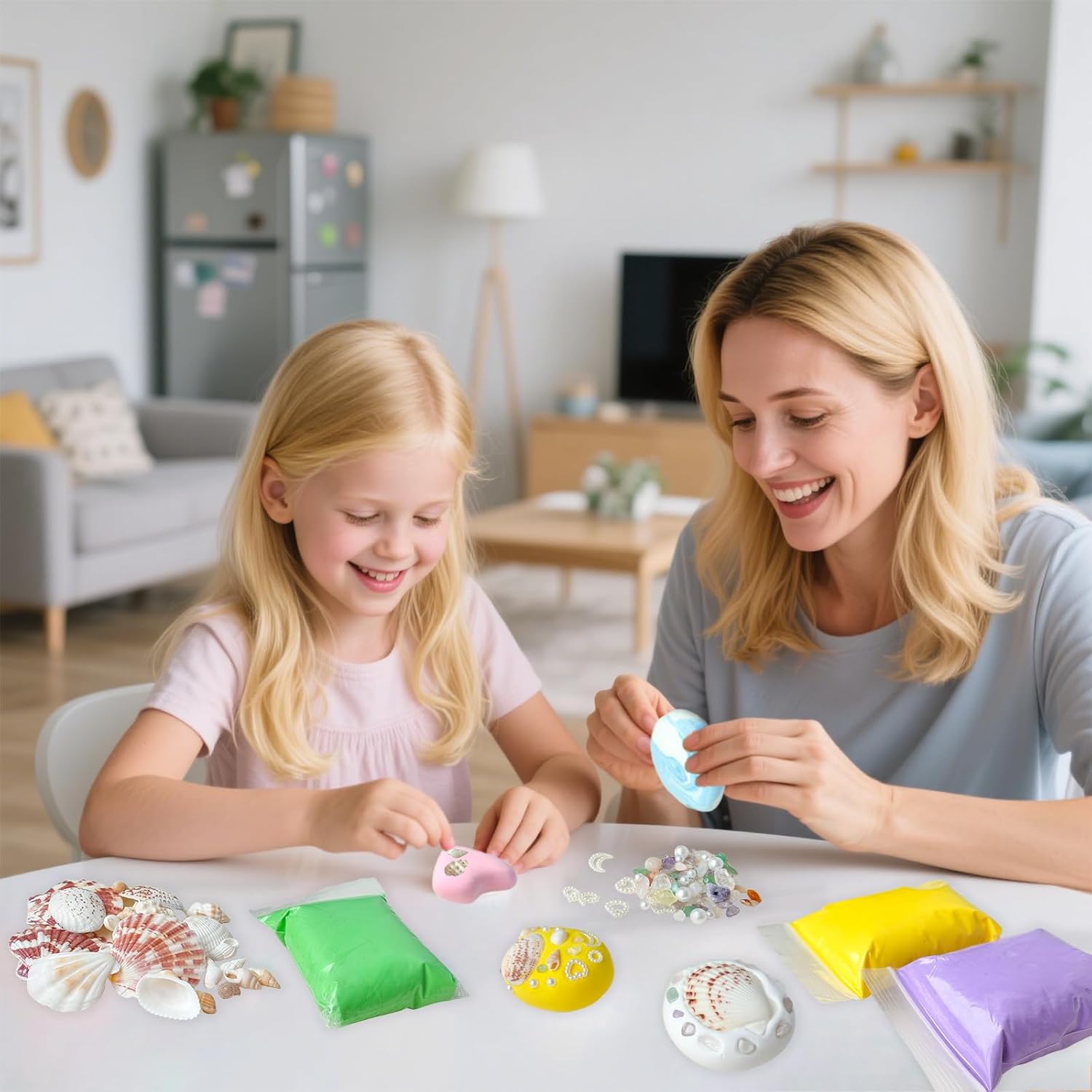 Lywex DIY Clay Magnet Kit, Air Dry Clay for Kids, Ultra Light & Soft, Safe & Non-Toxic, Fridge Magnets Making Kit with Shells, Pearls, Art Craft Gifts for Boys Girls image 6 of 6 B0F3JS6BTP