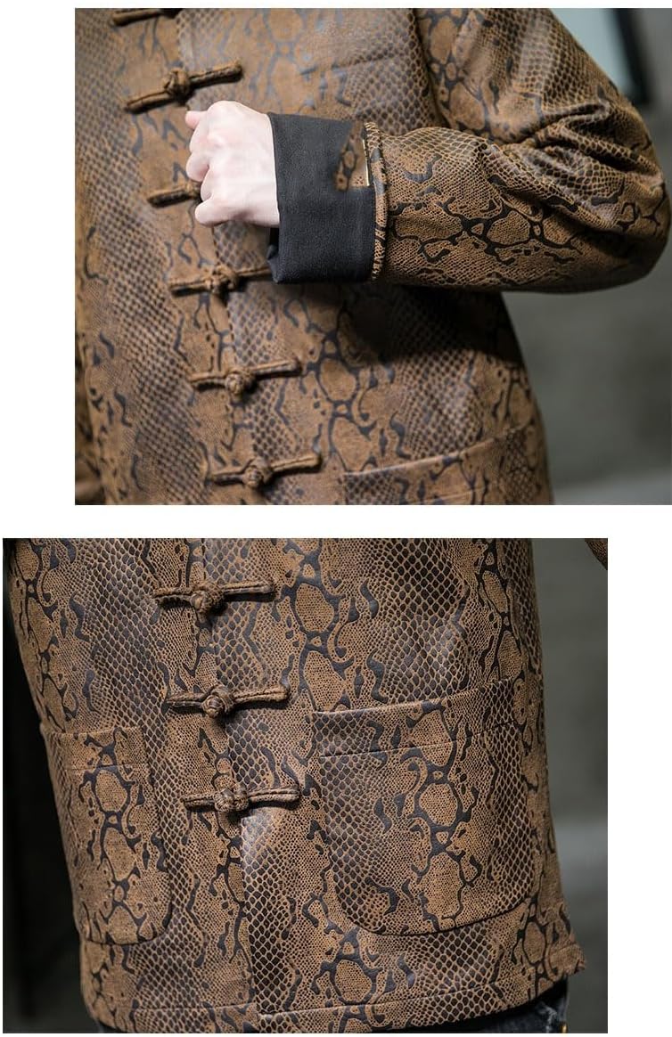 Men's Shirt Chinese Tang Suit Printed Stand Collar Frog Button Zhongshan Suit