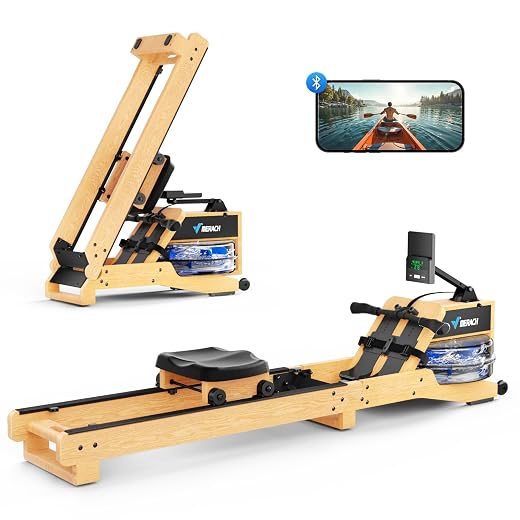 Wooden Foldable Water Resistance Rowing Machine w/App - $299.99