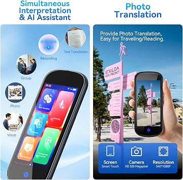 Language Translator Device No WiFi Need,Two-Way AI Voice Translator, Real Time of 137 Language,Text/AI/Offline/Photo Instant Translation Device for Travel Business Learning-Light Grey