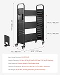 VEVOR Rolling Library Book Cart, 330 lbs Capacity, 30.3 x 15 x 48.0-Inch Library Cart, Single Sided V-Shaped Shelves with 3-Inch Lockable Wheels, Book Truck for Home Shelves Office and School, Black