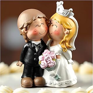 Cute Bride and Groom Wedding Figurine – Romantic Resin Cake Topper for Wedding Decor, Engagement Party, or Bridal Shower – Thoughtful Gift for Newlyweds, Couples, Mr & Mrs