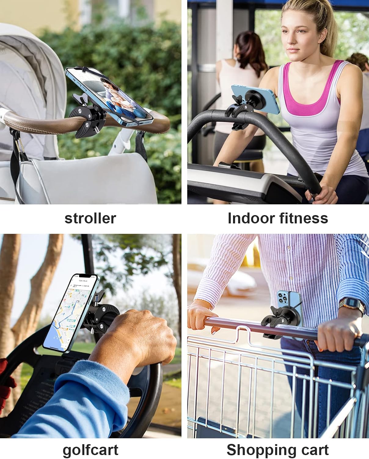 EWA Universal Magnetic Bike Phone Holder - 360° Rotating Motorcycle Handlebar Mount, Secure Grip with Silicone Bands, MagSafe Compatible for Indoor Cycling,Treadmill,Spin Bike,Elliptical