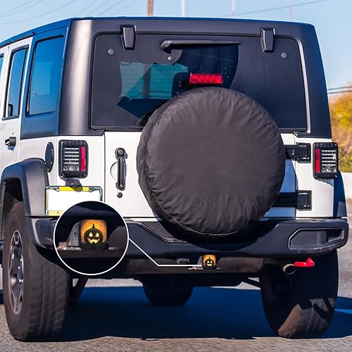 Miniatura 6 de Swono Cubiertas de enganche de remolque de automóvil de calabaza, calabaza, luna, murciélagos, cuadradas, 2 pulgadas, cubiertas de enganche de