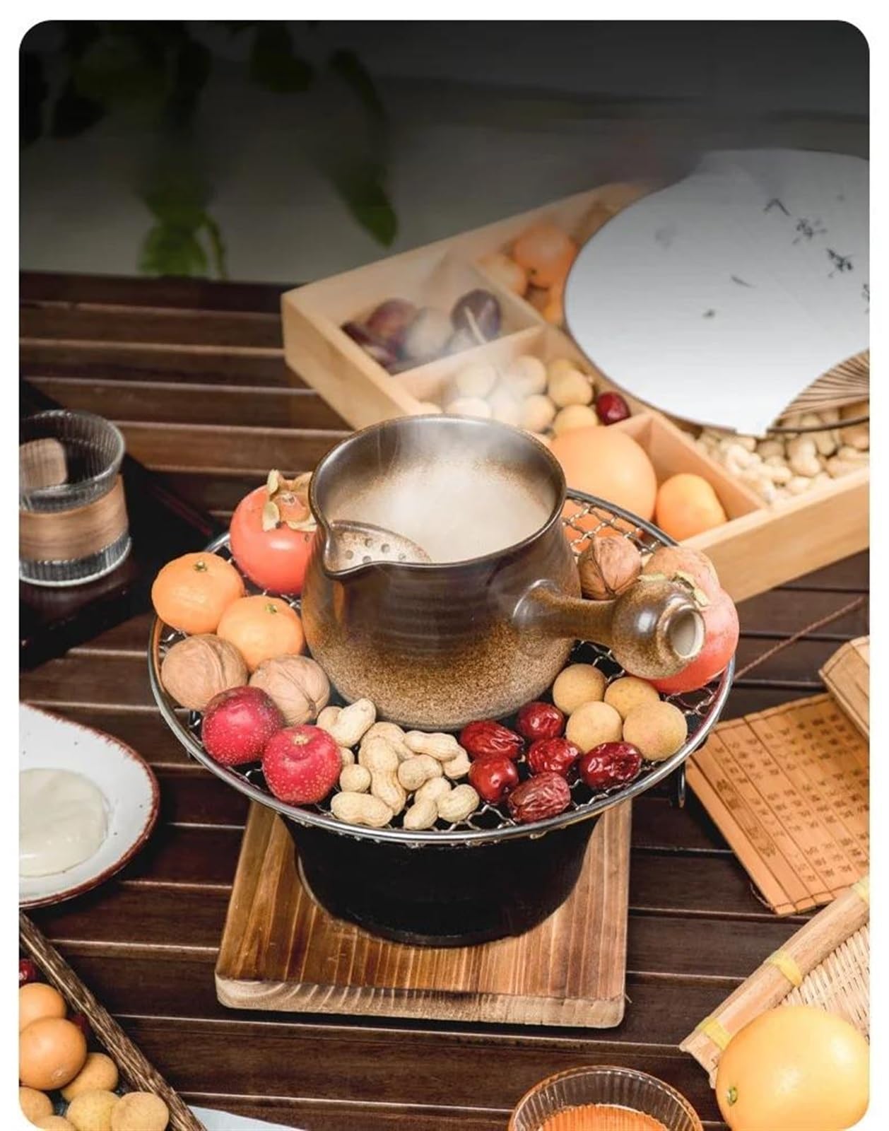 Set Teiera E Tazza Di Natale Kung Fu Cinese Preparazione Del Tè Set Da Tè Tè Al Latte Tostato Inverno Stufa All'aperto Tè Bollente Teiera Di Argilla Teiera Con Manico Set Da Tè (Size : 550ml)