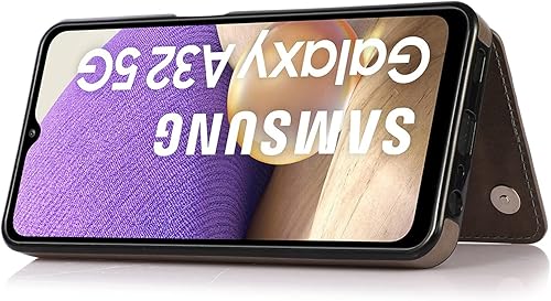 Vista 11 de Funda de teléfono para Samsung Galaxy A32 5G de 6.5 pulgadas con protector de pantalla de vidrio templado, tarjetero/tarjetero/cartera, soporte