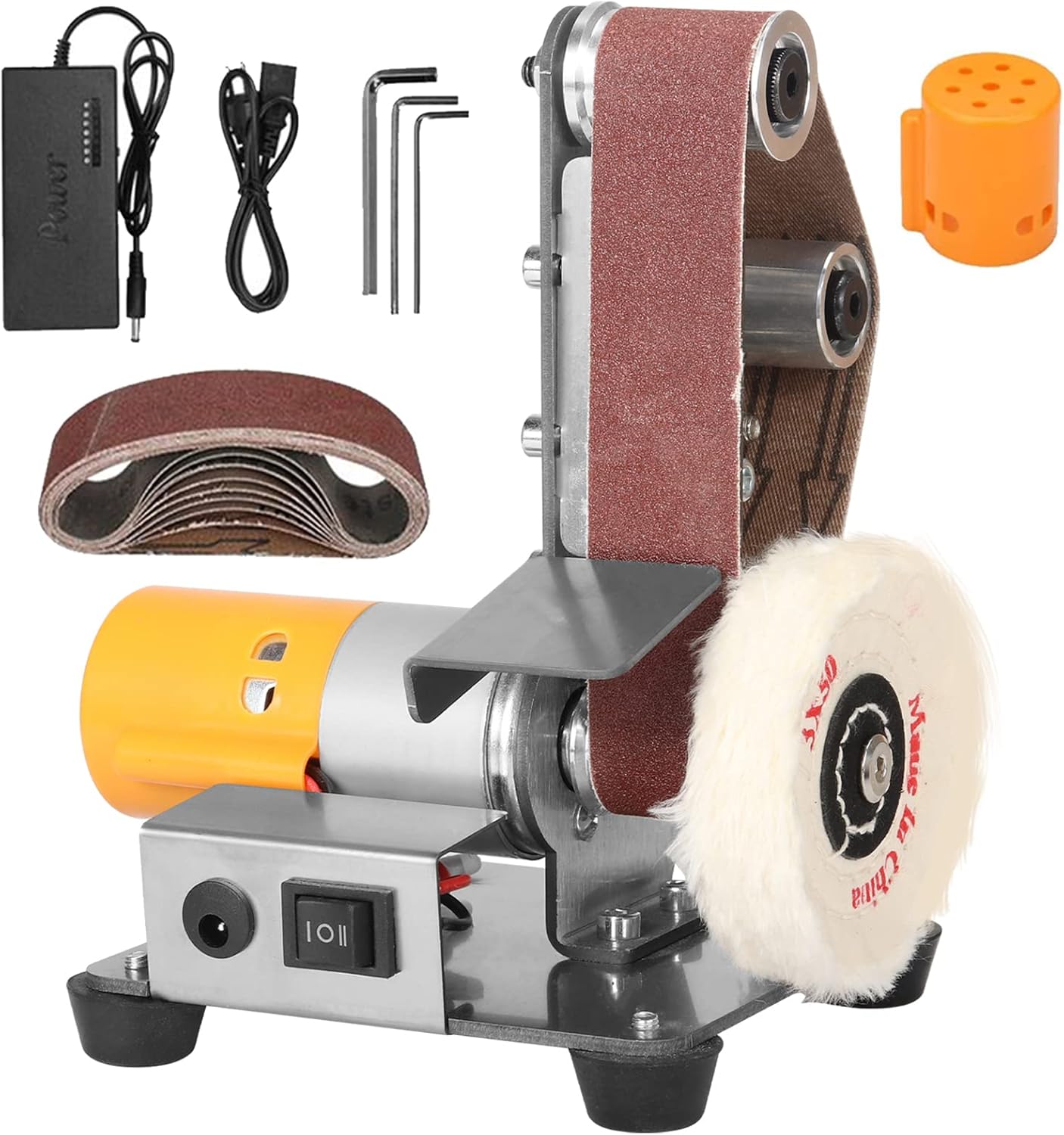 Mini Belt Sander - Electric Bench Grinder 13 x 1.2inch Sailboat Model Sanding Machine Kit 7 Adjustable Speed for DIY Woodworking, Resin Polishing, Jewelry Making