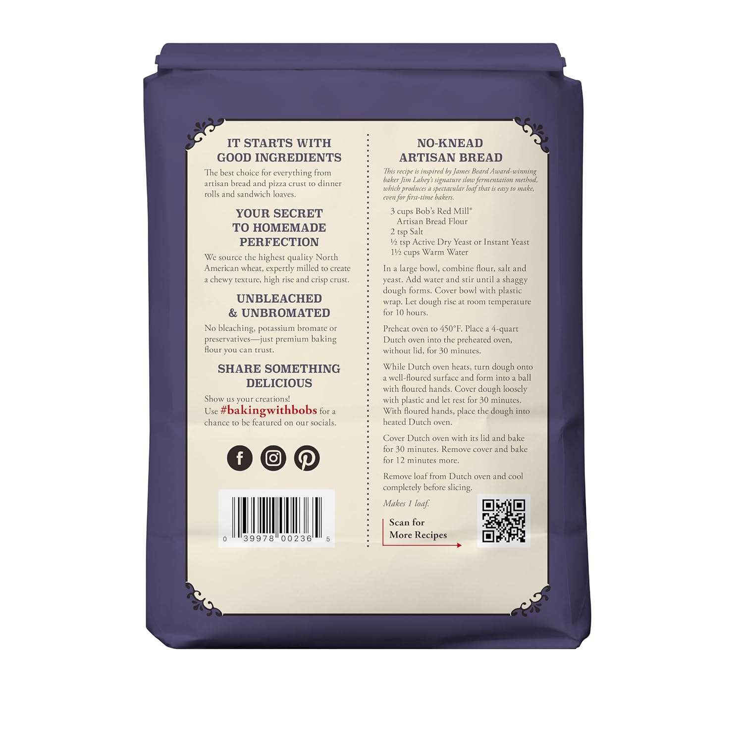 Bob's Red Mill Artisan Bread Flour, 5lb (Pack of 8) - Vegan, Kosher, Unbleached, Unbromated