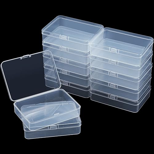 Miniatura 30 de Paquete de 48 recipientes de plástico transparente pequeños con tapa con bisagras para objetos pequeños, manualidades, joyería