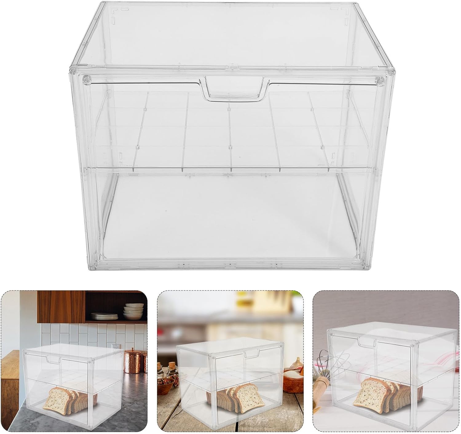 Alipis Double Layer Bread Box Large Capacity Kitchen Bread Storage Container for Countertop with Stackable Design Food Storage Keeper and Cake