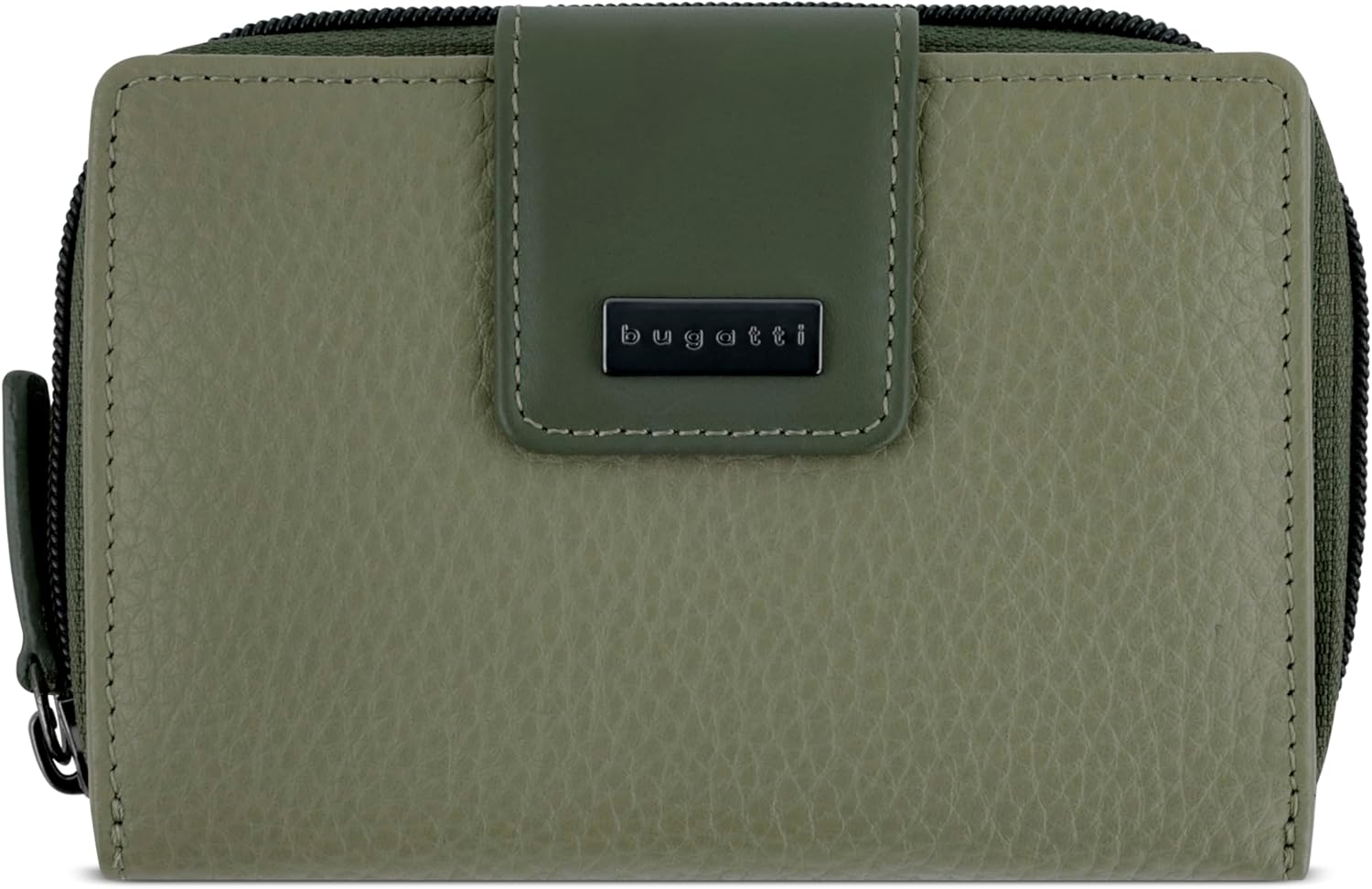 Bugatti Sina Zipper Women Genuine Leather Purse Purse for Women, S - Green, Small, wallet landscape format