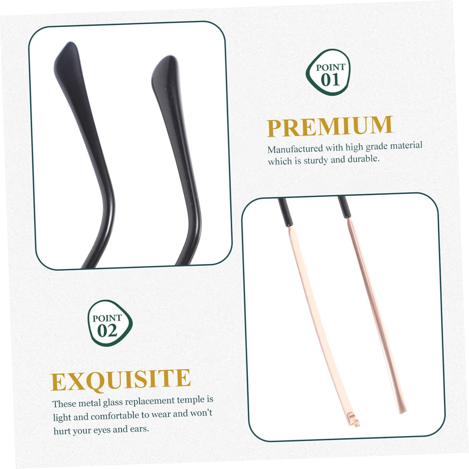 Ipetboom 3sets Replacement Temple Arms for Eyeglasses Metal Frame Universal Size Glasses Repair Kit 3pairs*3
