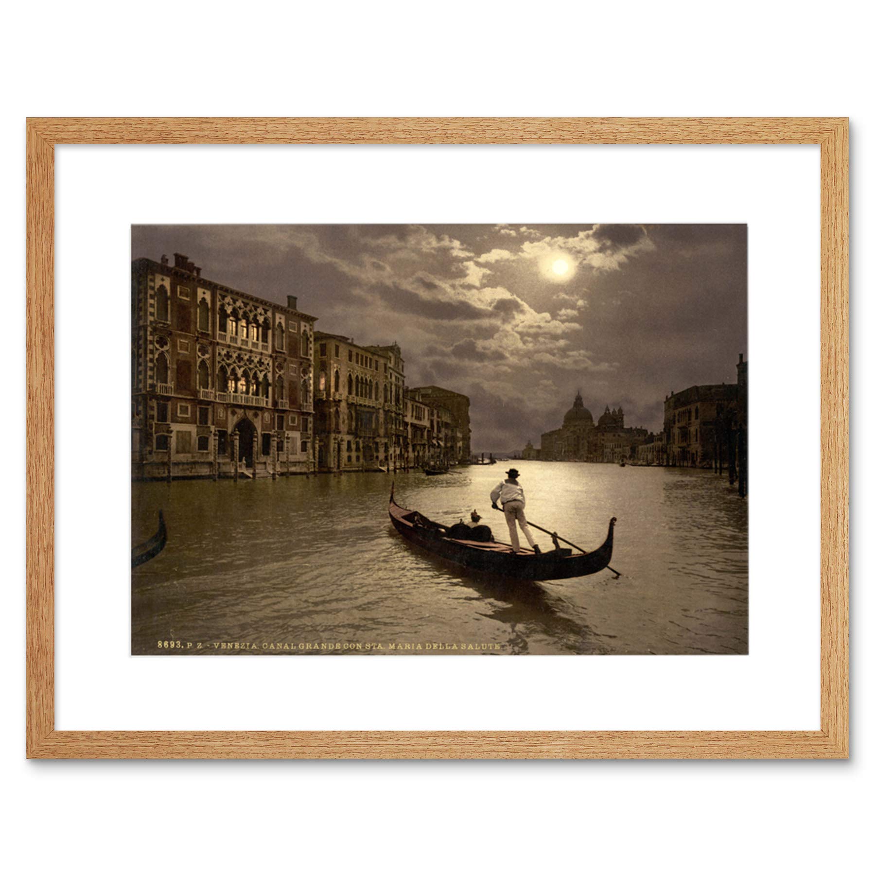 Wee Blue Coo Photo Moonlight Moon Grand Canal Gondola Venice Italy Framed Wall Art Print