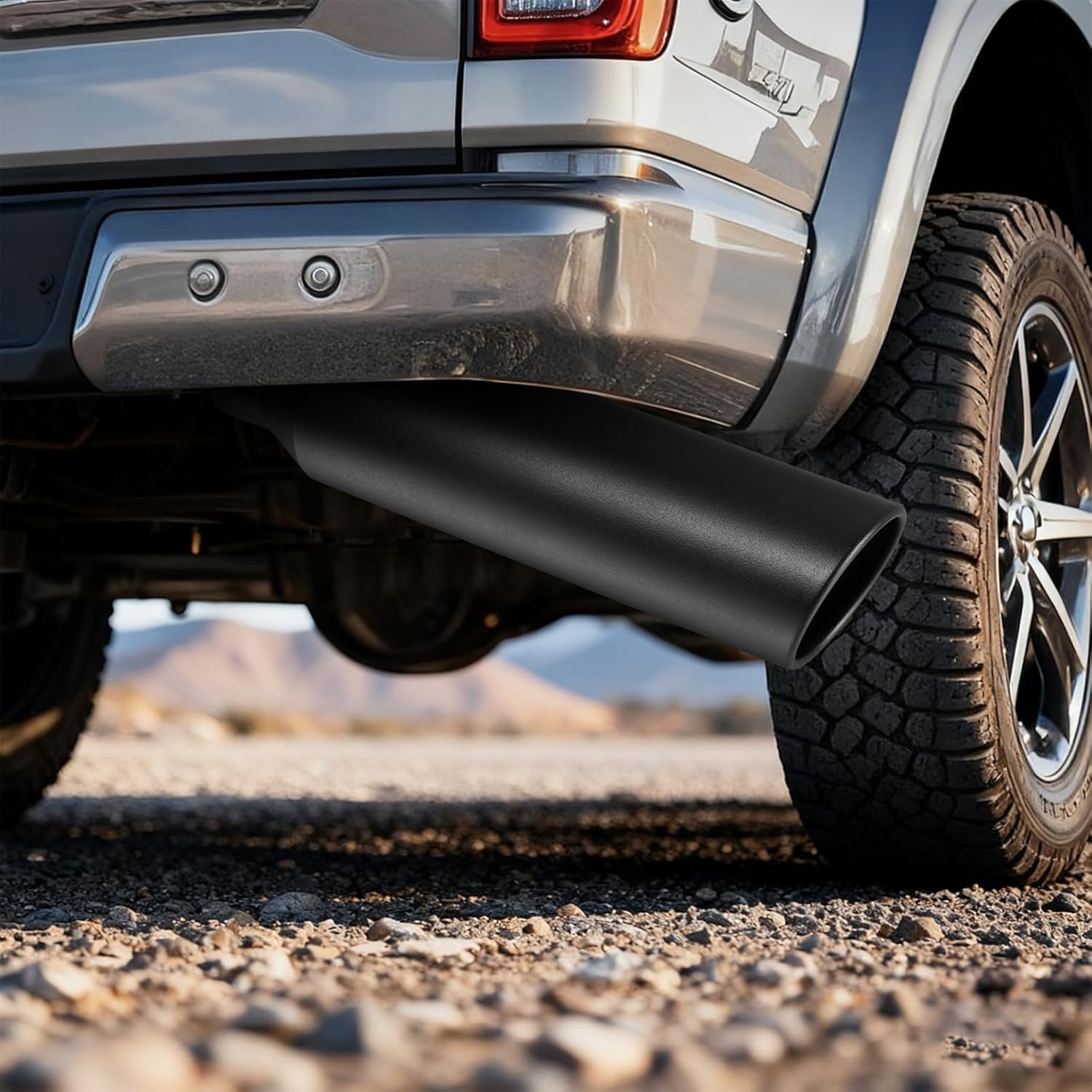 Exhaust Tip 2.5" Inlet, 4" Outlet 17" Overall Length, Premium Stainless Steel with Wear Resistant Black Coating, Rolled Angle Cut, Weld-On Installation, for Truck Diesel Tail Pipe,2 Pack