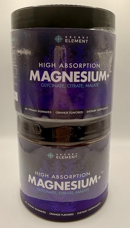 Secret Element Gomas de Magnésio Glicinato, Citrato e Malato 200 mg, 120 gomas