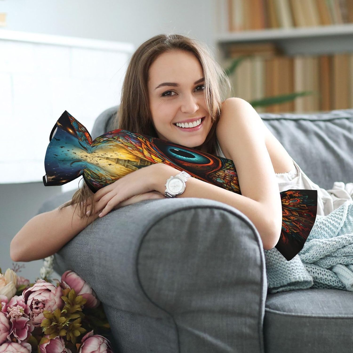 Mysterious and Fantastical owl Cylindrical Pillow-Premium Bed Pillows, Side Sleeper Neck Support, Decorative Candy Design, Soft and Durable
