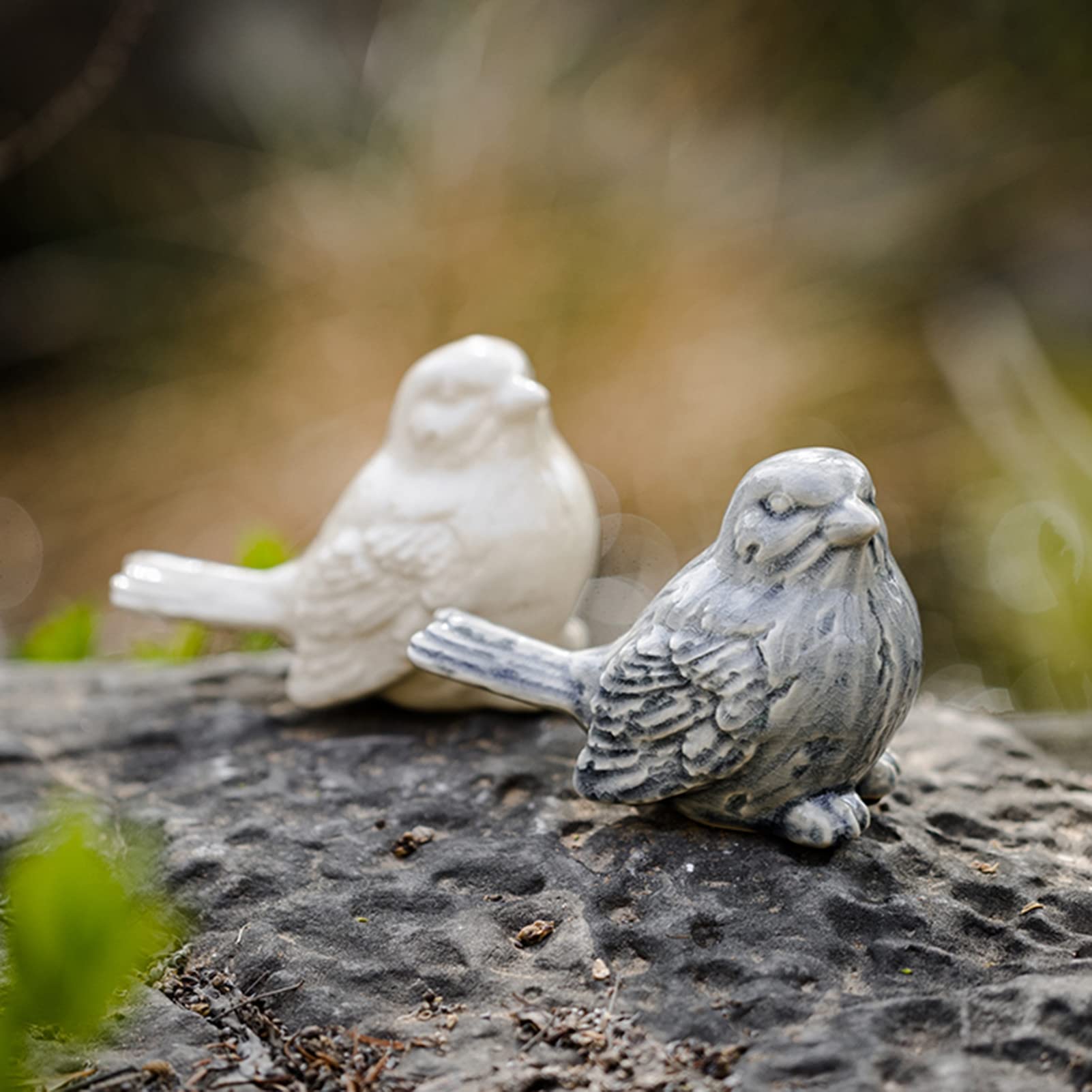 2 Statuette Uccelli In Ceramica Nero - Decorazione Moderna Per Casa, Giardino, Ufficio, Desktop - Foto 8