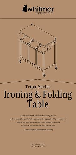 Miniatura 6 de Whitmor - Organizador de lavandería de 3 secciones con estación plegable - Tabla de planchar, cromado gris