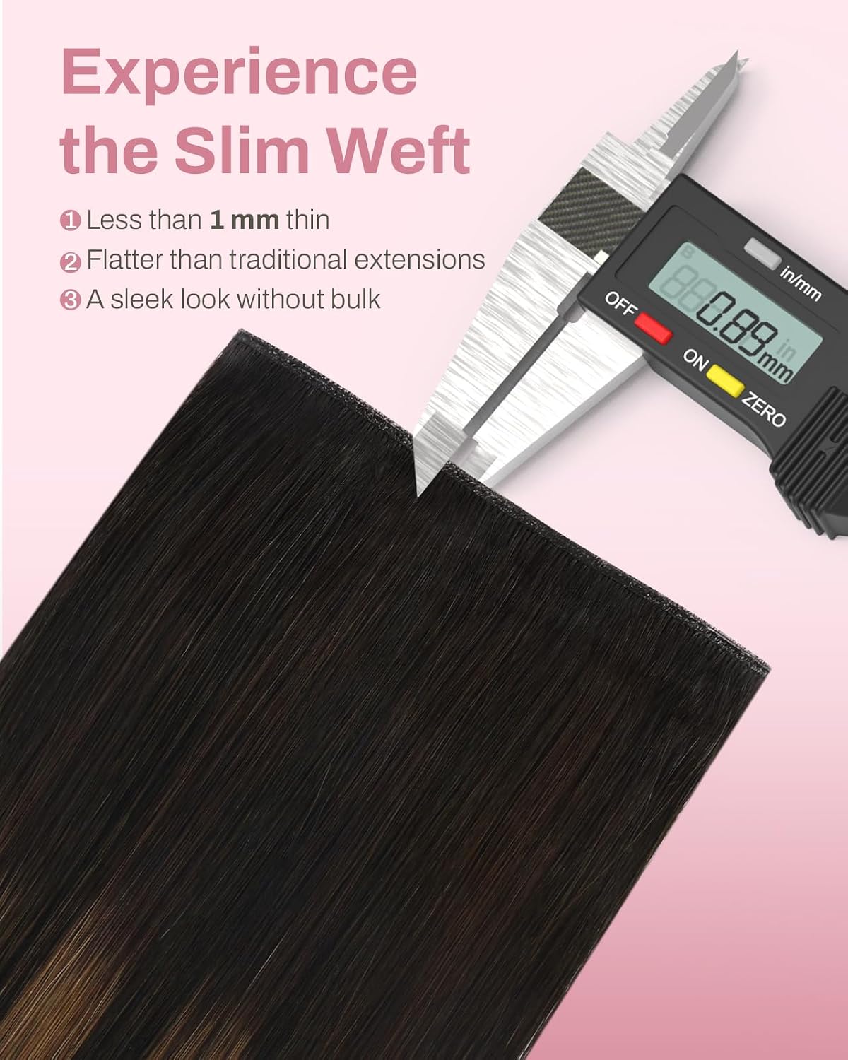 Moresoo 150G Seamless Clip in Human Hair Extensions Balayage PU Skin Genius Clip in Hair Extensions Real Human Hair Lightweight Clips in Extensions Full Head for Women Daily Use 24Inch 7Pcs
