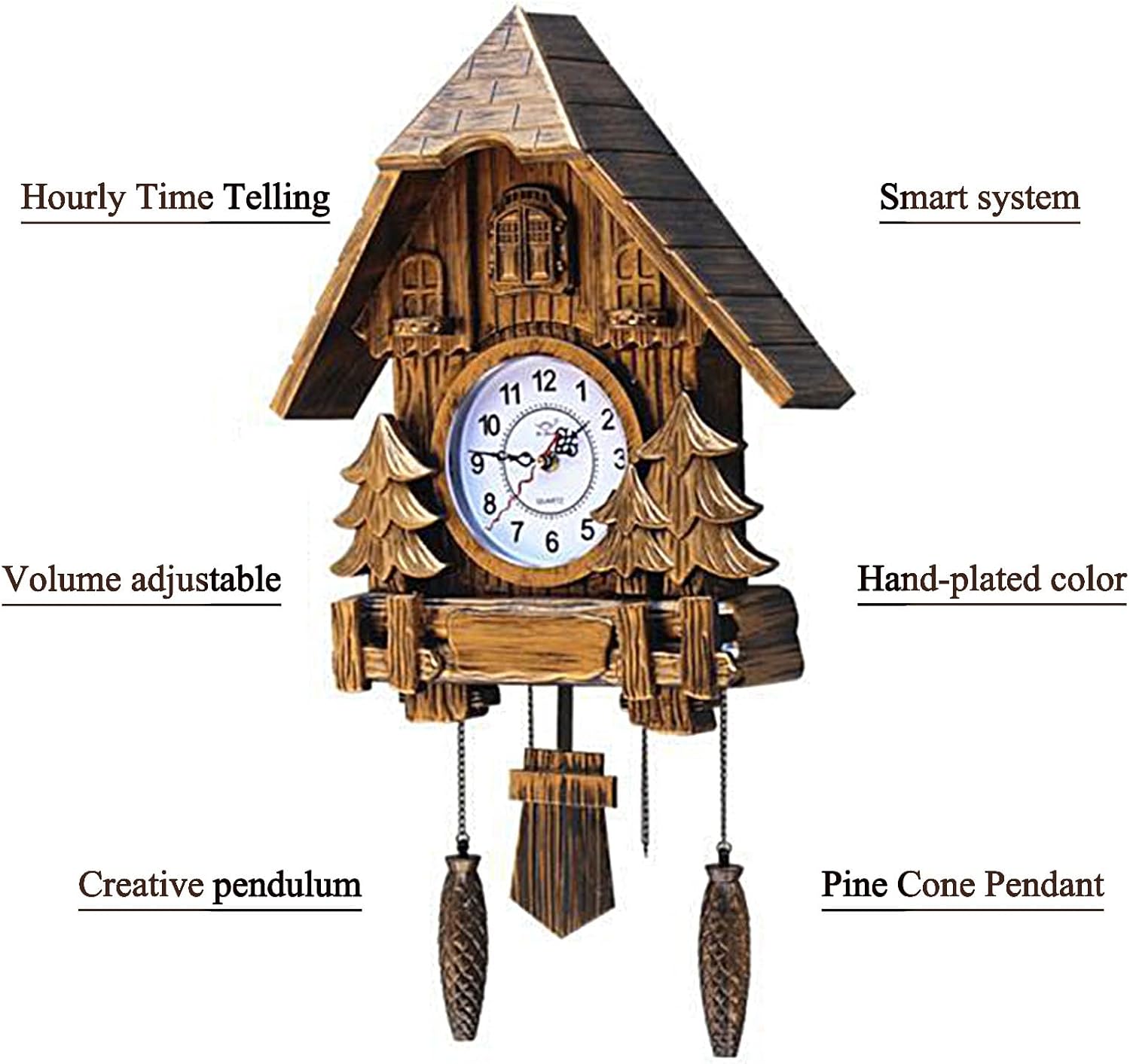 Cuckoo Clocks for Wall,Cuckoo Clocks,Wall Clock,Wall Clock Home Decor Cuckoo Clock Traditional Clock Wall Decor Vintage Decor Home Decor Office Decor,Brown