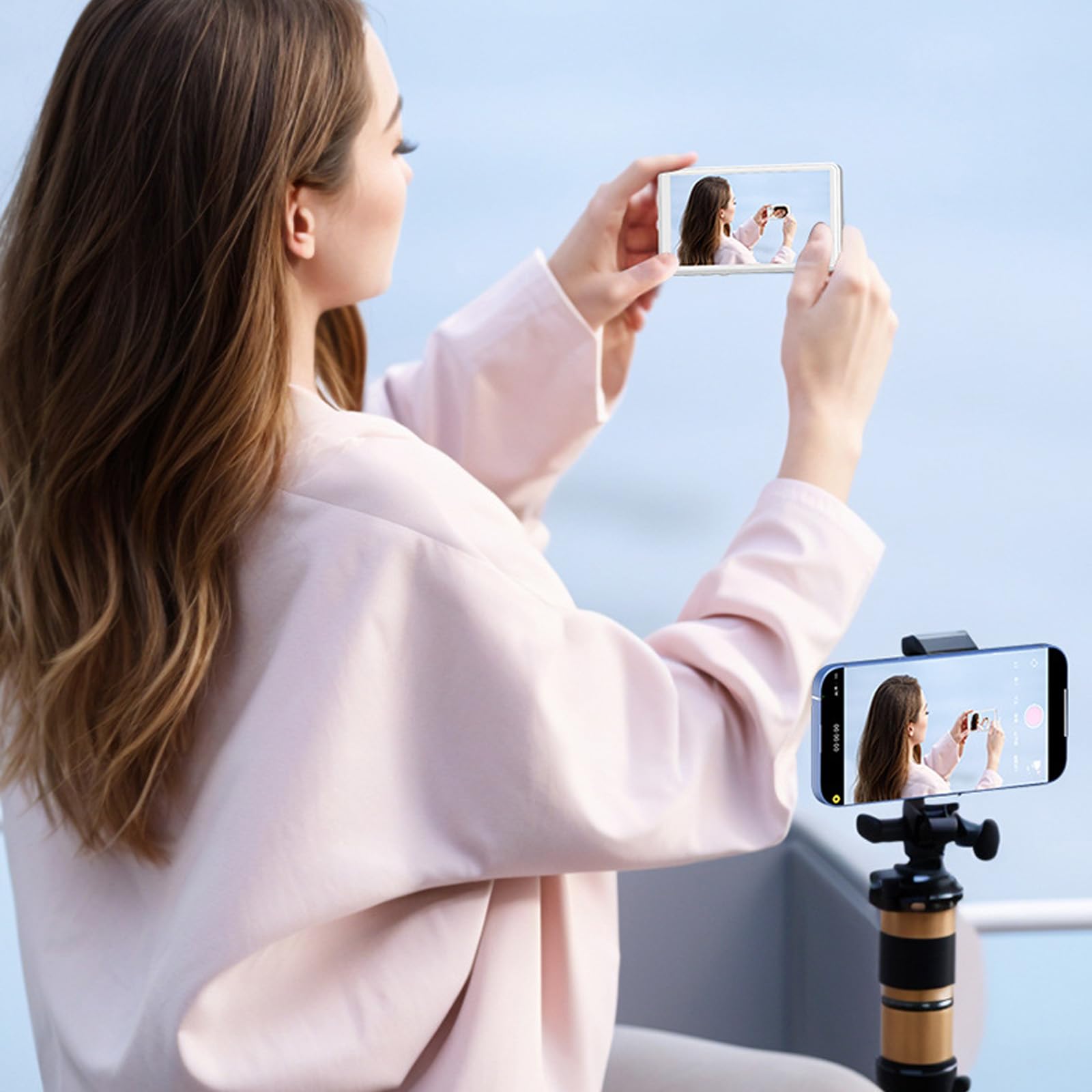 Moniteur Téléphone Sans Fil Vlog Selfie Avec Clip Magnétique – Écran Temps Réel Pour Live Stream TikTok Instagram YouTube Sur IPhone (avec Télécommande)