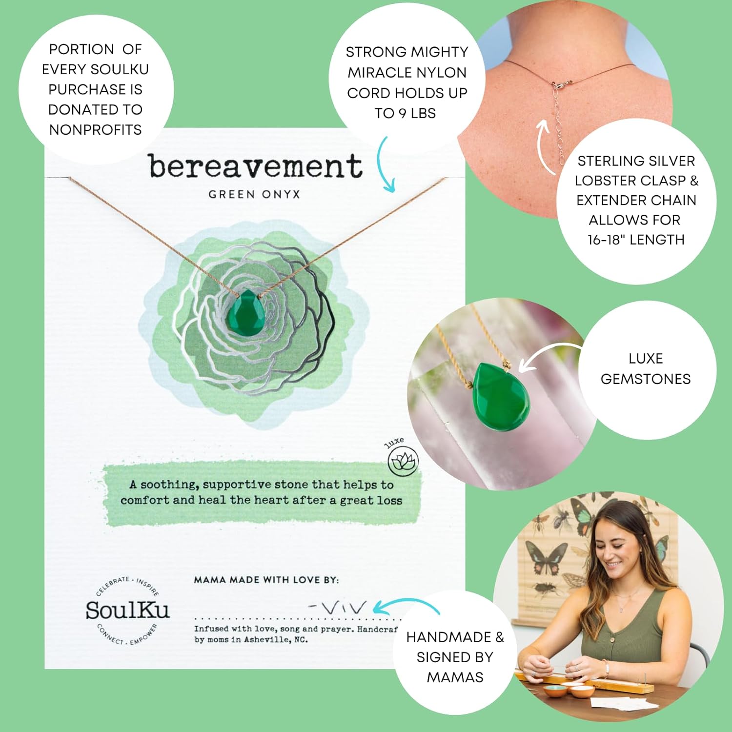 SoulKu Luxe Inspirational Necklace, Empowerment Jewelry, Handcrafted Necklace For Women, Gift For Mom, 2" Extender With Lobster Clasp, 16" Nylon Cord - Image 5