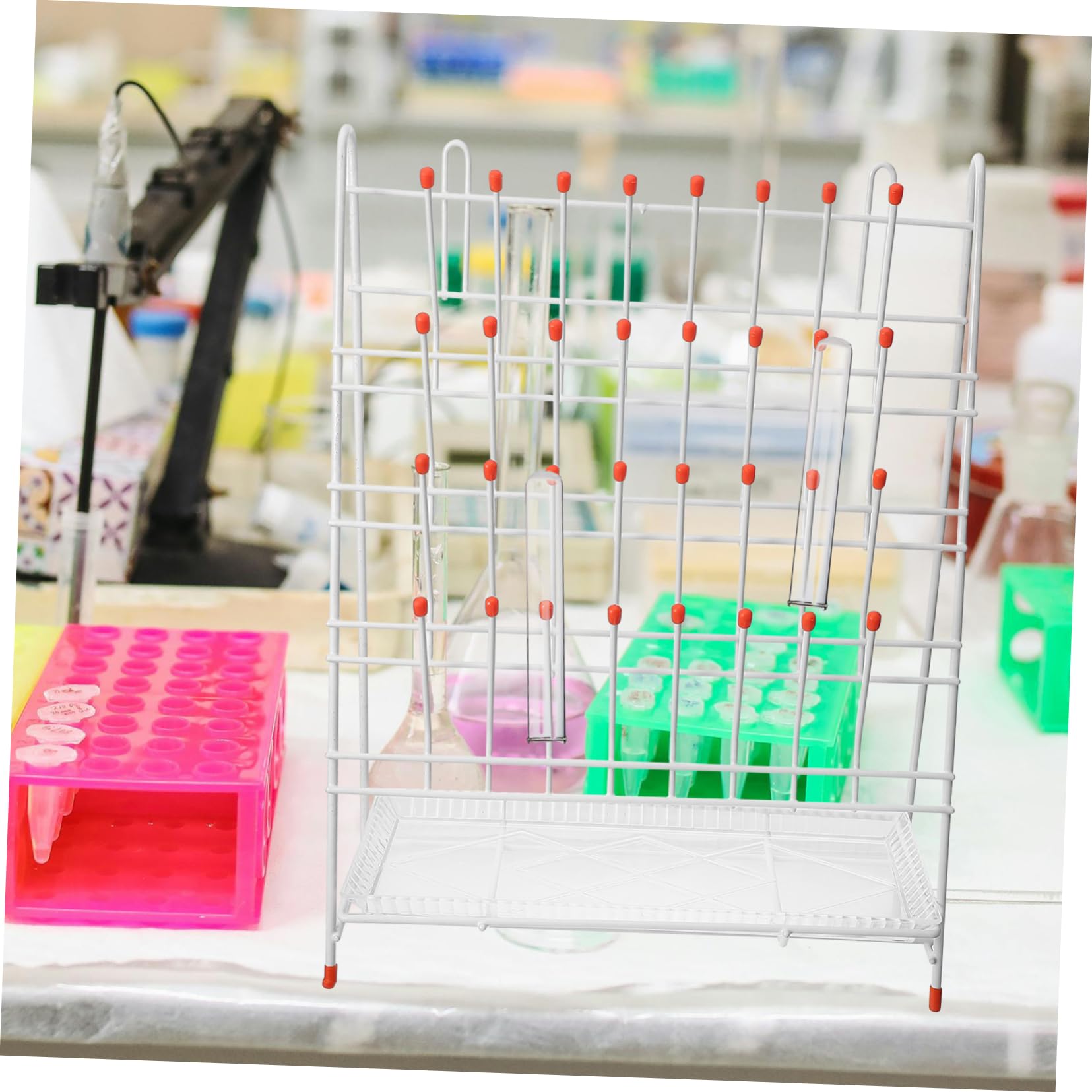 Escurridor De Tubos De Ensayo 32 Ranuras Recubrimiento Resistente Para Uso En Laboratorio Científico