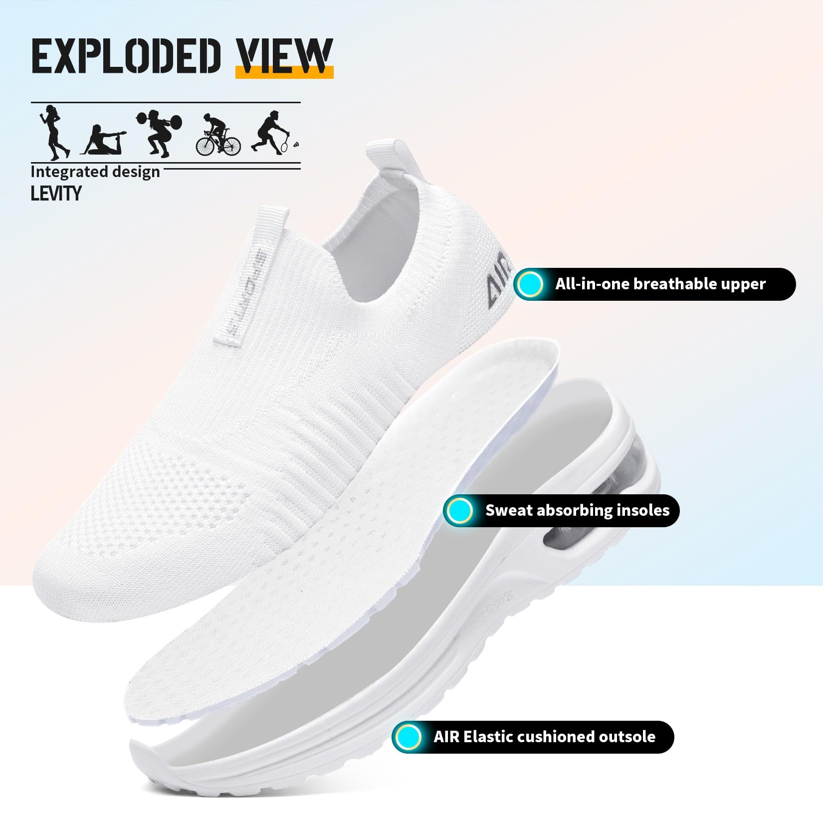 Zapatillas de Deporte Mujer Casual Mesh Sneakers sin Cordones — view 3