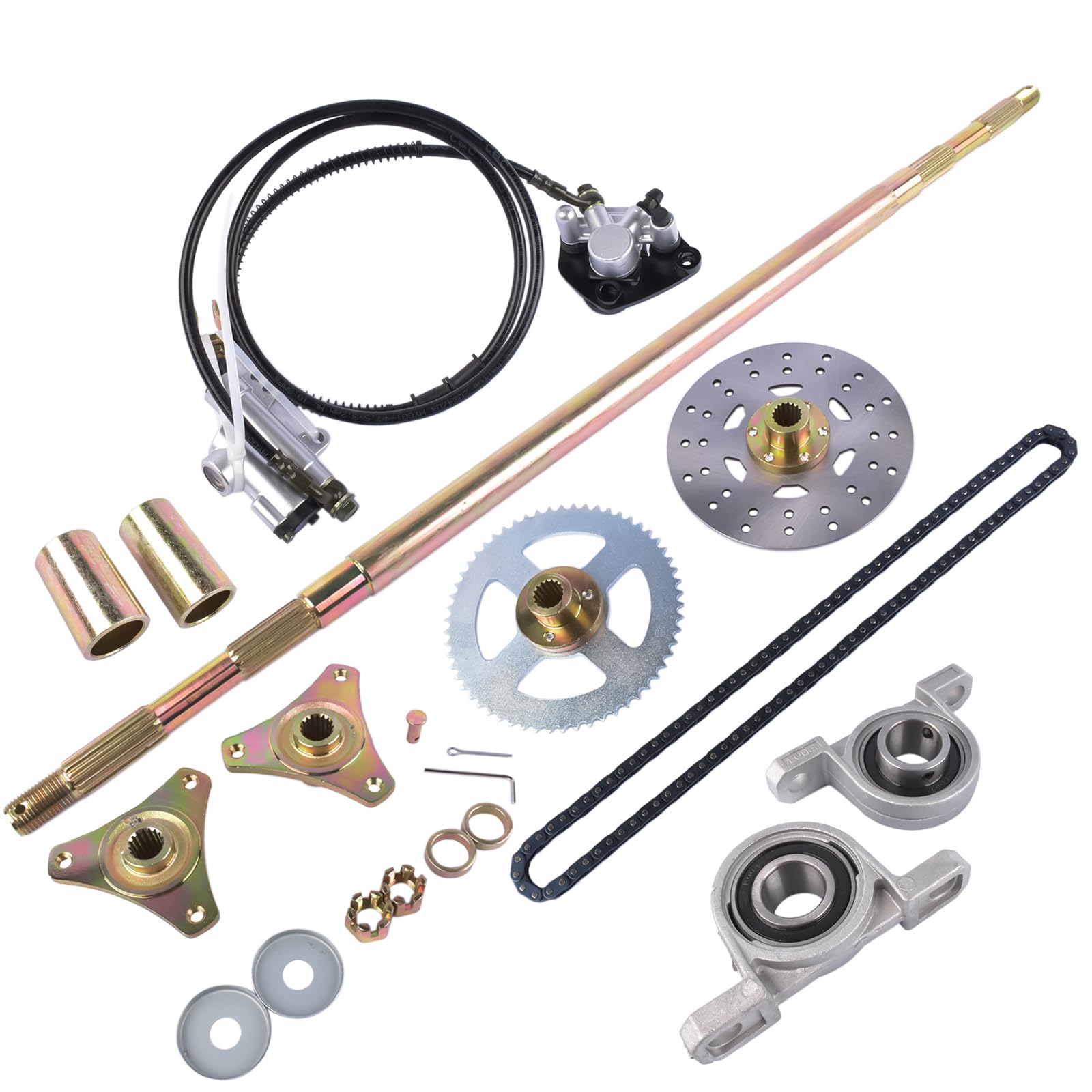Rear Live Axle Kit Sprocket & Hub Brake Assembly Chain,Hub Replacement for Drift Trike Go Kart