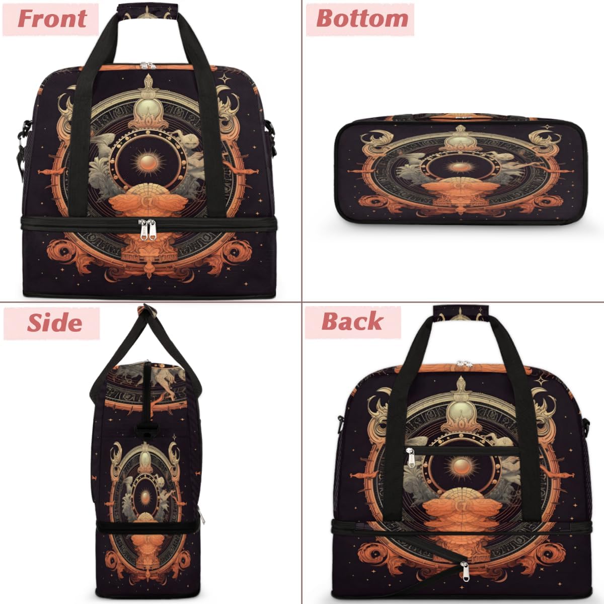 QsirBC African Interesting Gym Bag for Women Duffle Tote with Shoes Compartment Men Weekender Duffel for Dance Travel Sports Swimming Overnight