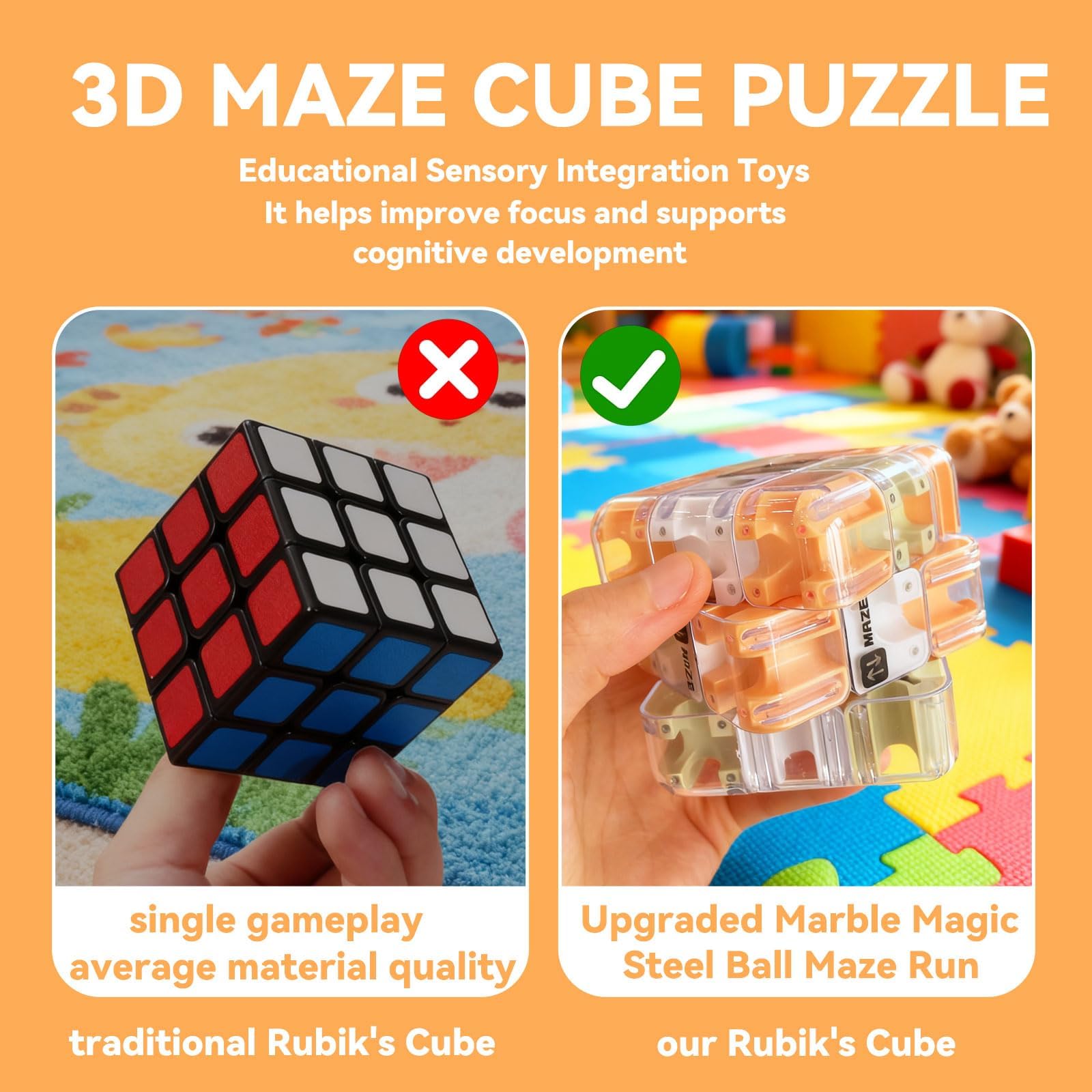 3D Maze Cube, Labyrinth Maze Puzzle Cube - Image 2