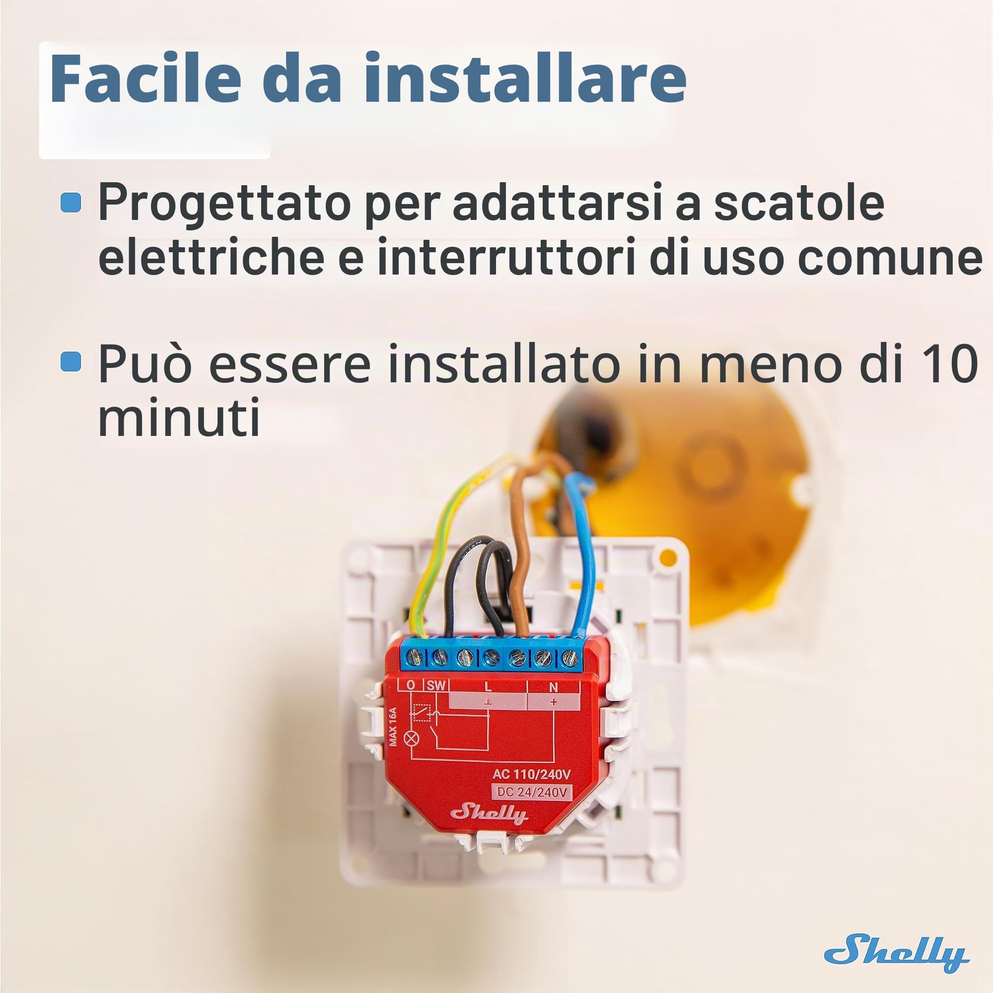 Shelly Plus 1PM | Wi-Fi e Bluetooth Smart Relè Interruttore con misurazione della potenza | Automazione domestica | Compatibile con Alexa e Google Home | Nessun hub necessario | Controllo