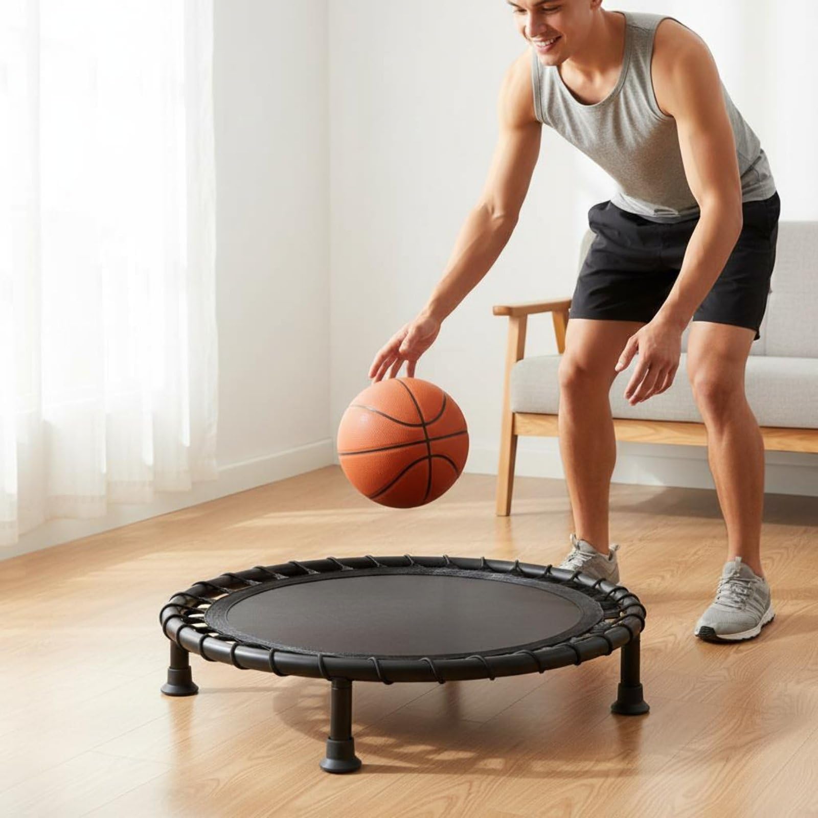 Alfombrilla de Baloncesto Silenciosa Colchoneta de Absorción de Impactos Estructura Estable y Tejido para Práctica Repetida y Desarrollo de