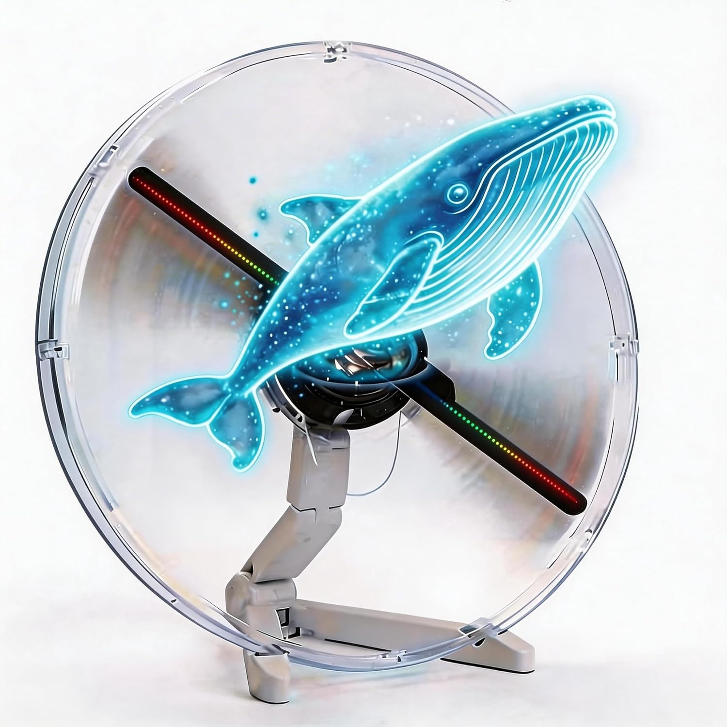 12.6 Inch 3D Hologram Fan with Protective Cover and Desktop Stand, WiFi App Controlled Holographic Display with Remote for Store Counter, Reception Desk, Booth and Indoor Display