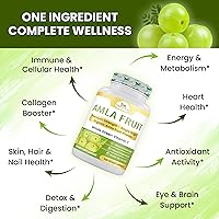 Vista 4 de Organic Veda Amla Cápsulas – 1500 mg, 300 cápsulas – Suplemento natural de vitamina C con antioxidantes, polifenol para la inmunidad, brillo