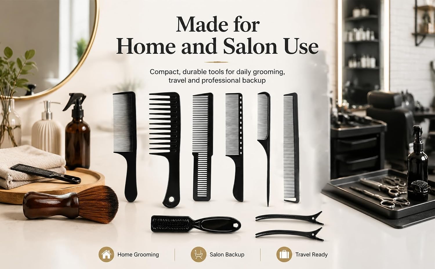 10PCS Hair Cutting Shaving Brush and Comb Set,Neck Duster Barber Brush
