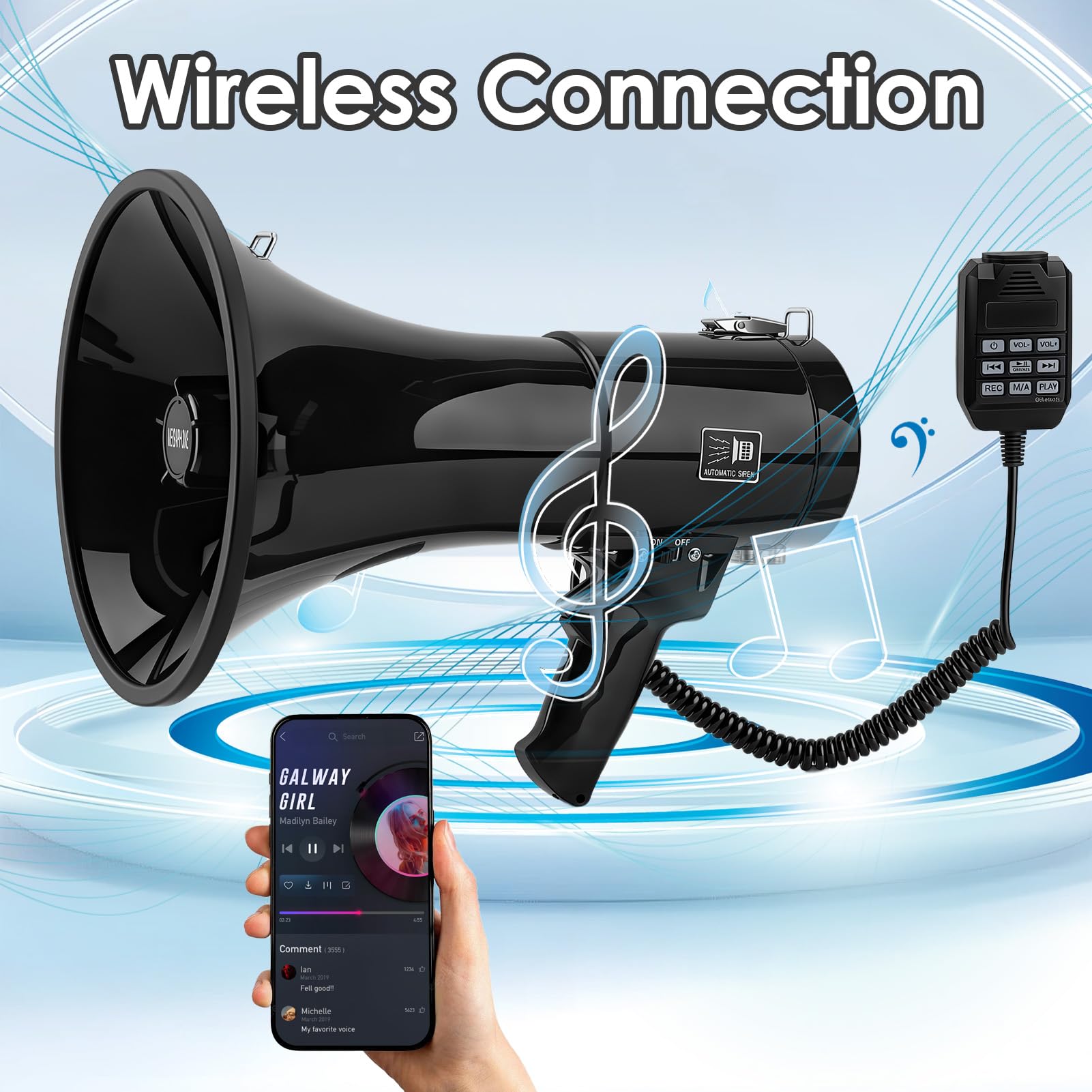 Yosoo Health Gear Haut-Parleur Mégaphone Rechargeable, Aimant épais, Boîtier en Acier ABS, Support D'enregistrement USB avec Microphone Portable Amovible