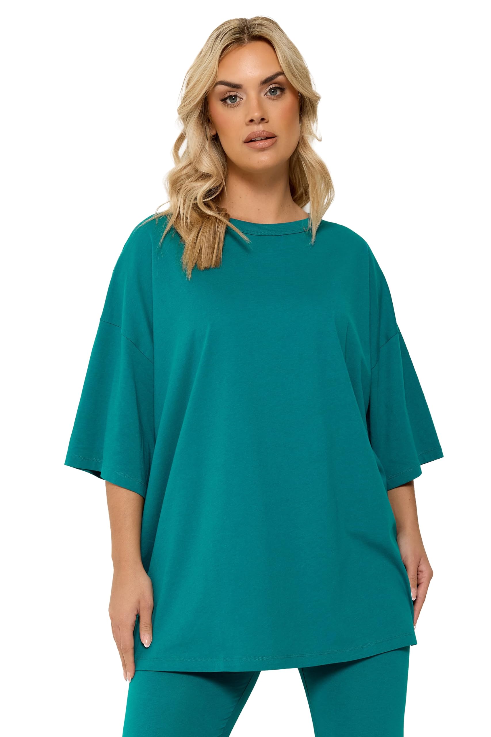 Yours Women's Teal Boxy T-Shirt In | Size: 26/28